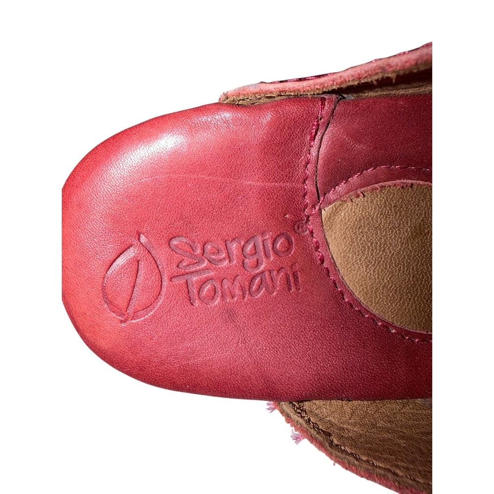 Sergio tomani red leather mule clog lace up detail EU39 US 8 lagenlook retro fun - Picture 10 of 10
